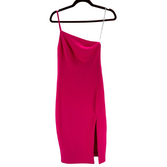 LULU'S M All About the Glitz Hot Pink One Shoulder Bodycon Dress NEW B128 *flaw - Picture 2 of 10